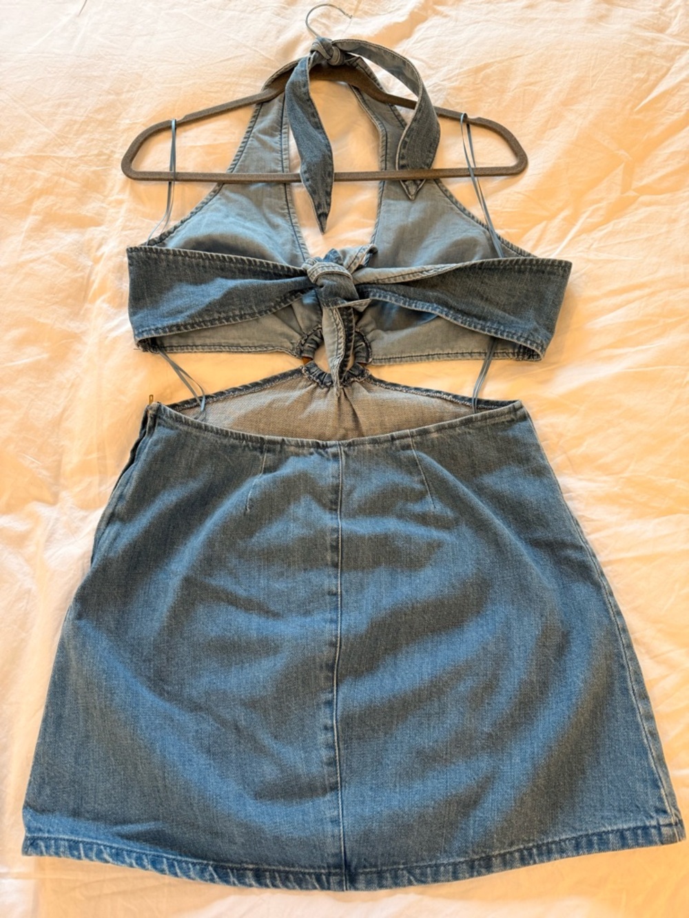 Show Me Your MuMu Denim Oslo O ring dress - Backless Halter Mini Dress - Picture 3 of 5